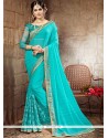 Faux Georgette Blue Classic Designer Saree