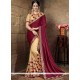 Resham Work Beige And Wine Half N Half Trendy Saree