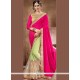 Green And Hot Pink Resham Work Half N Half Saree