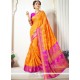 Weaving Work Orange Traditional Designer Saree