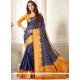 Art Silk Navy Blue Weaving Work Traditional Saree