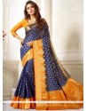 Art Silk Navy Blue Weaving Work Traditional Saree