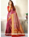 Weaving Art Silk Traditional Saree In Pink