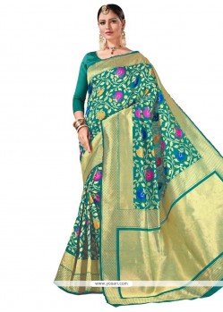 Sea Green Weaving Work Designer Traditional Saree