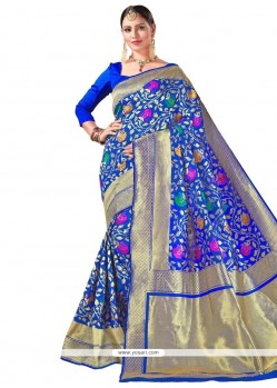 Blue Weaving Work Designer Traditional Saree