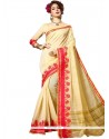 Cotton Silk Cream Weaving Work Traditional Saree