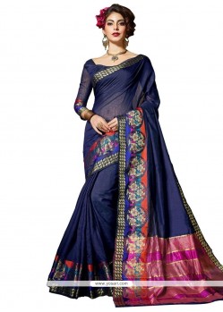 Navy Blue Weaving Work Traditional Saree