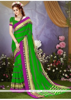 Cotton Silk Green Woven Work Casual Saree