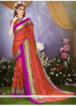 Orange Woven Work Cotton Silk Casual Saree