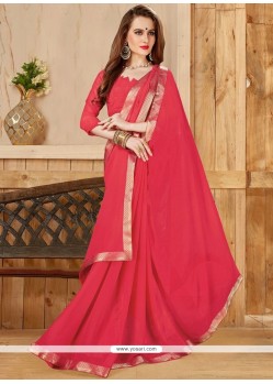 Pink Lace Work Faux Georgette Casual Saree