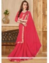 Pink Lace Work Faux Georgette Casual Saree