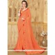 Faux Georgette Peach Lace Work Casual Saree