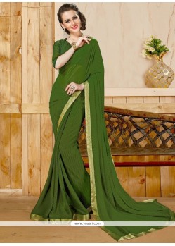 Faux Georgette Lace Work Casual Saree