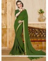 Faux Georgette Lace Work Casual Saree