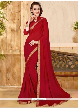 Faux Georgette Lace Work Casual Saree