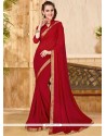 Faux Georgette Lace Work Casual Saree