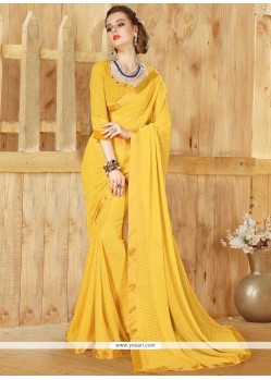 Faux Georgette Lace Work Casual Saree