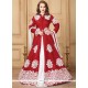 Resham Work Maroon And White Long Choli Lehenga