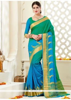 Green Woven Work Art Silk Traditional Designer Saree