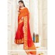 Woven Work Orange And Red Designer Traditional Saree