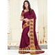 Woven Work Wine Art Silk Traditional Designer Saree