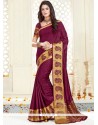 Woven Work Wine Art Silk Traditional Designer Saree