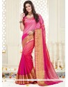 Hot Pink Woven Work Art Silk Traditional Designer Saree