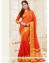 Orange Woven Work Art Silk Traditional Designer Saree