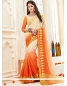 Art Silk Cream And Peach Designer Traditional Saree