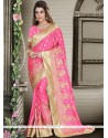 Patch Border Art Silk Designer Traditional Saree In Pink