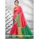 Art Silk Rose Pink Woven Work Traditional Saree