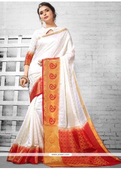 Art Silk White Fancy Work Work Traditional Designer Saree