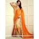 Patch Border Work Beige And Orange Half N Half Designer Saree