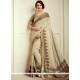 Banarasi Silk Beige Patch Border Work Classic Designer Saree