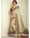 Banarasi Silk Beige Patch Border Work Classic Designer Saree