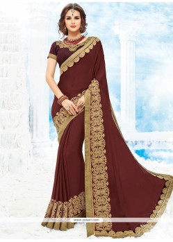 Maroon Faux Chiffon Classic Saree