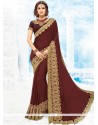 Maroon Faux Chiffon Classic Saree