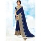 Navy Blue Embroidered Work Saree