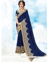 Navy Blue Embroidered Work Saree