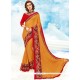 Orange Embroidered Work Faux Chiffon Classic Designer Saree