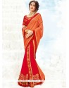 Orange And Red Shaded Saree