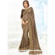 Lycra Brown Patch Border Work Classic Saree