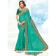 Sea Green Faux Chiffon Saree