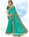 Sea Green Faux Chiffon Saree