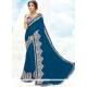 Faux Georgette Teal Classic Designer Saree