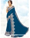 Faux Georgette Teal Classic Designer Saree