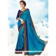 Art Silk Blue Embroidered Work Designer Saree