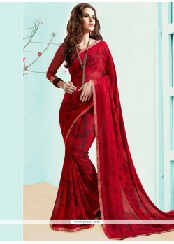 Print Work Faux Georgette Printed Saree