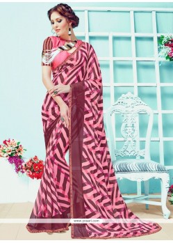 Pink Printed Saree