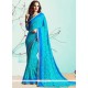 Blue Faux Georgette Printed Saree